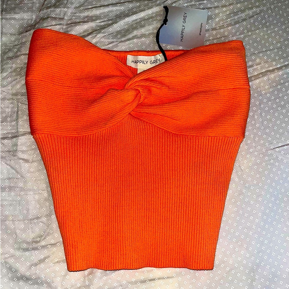 Happily Grey Women's Cross over tub top Size M Peachy/Orange